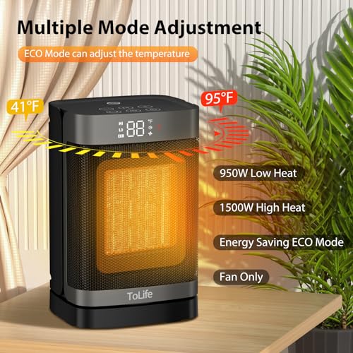 Portable Electric Space Heater with Thermostat and Oscillation