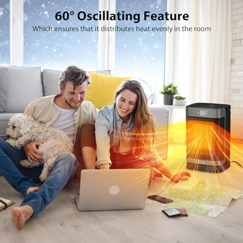 Portable Electric Space Heater with Thermostat and Oscillation