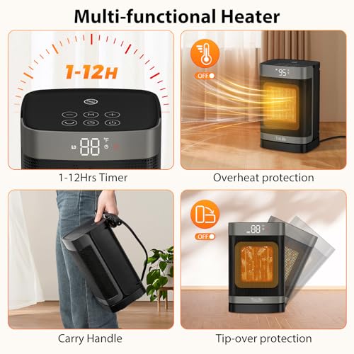 Portable Electric Space Heater with Thermostat and Oscillation