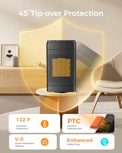 Portable Indoor Space Heater with Thermostat and Remote