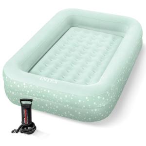 INTEX Inflatable Kidz Travel Bed Set: Hand Pump, Carry Bag, Removable Mattress, Quick Inflation