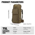 Mardingtop 75L Molle Hiking Backpack with Rain Cover