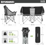 FUNDANGO Loveseat Camping Chairs for 2 People, Black/Grey