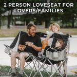 FUNDANGO Loveseat Camping Chairs for 2 People, Black/Grey