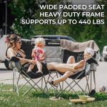 FUNDANGO Loveseat Camping Chairs for 2 People, Black/Grey