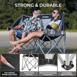 FUNDANGO Loveseat Camping Chairs for 2 People, Black/Grey