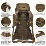 60L Molle Hiking Backpack with Rain Cover - Khaki