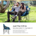 ARROWHEAD OUTDOOR Folding Double Camping Loveseat with Cup Holders