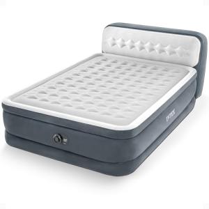 Intex Queen-Sized Air Mattress with Built-in Pump, Headboard