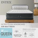 Intex Queen-Sized Air Mattress with Built-in Pump, Headboard