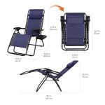 Outdoor Zero Gravity Lounge Chairs with Side Table, Blue