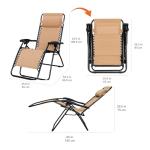 Textilene Adjustable Zero Gravity Camping Lounge Chair - Beige