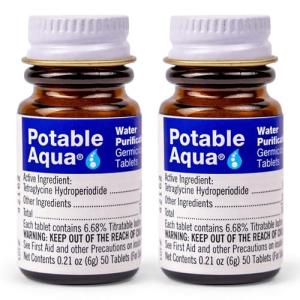 Potable Aqua Water Purification Tablets - 2 Bottles