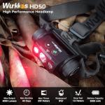 Wurkkos HD50 4000 Lumens Headlamp Rechargeable, Super Bright Powerful Lightweight Led Head Flashlight with Red Light High CRI, Magnetic Tailcap Headlight for Camping, Hiking, Hunting
