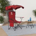 Burgundy Folding Camp Chair with Recliner and Carrying Bag