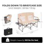 Oversized Double Folding Loveseat Director's Chair with Table