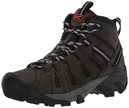 KEEN Men's Voyageur Mid Hiking Boots, Steel Grey/Scarlet