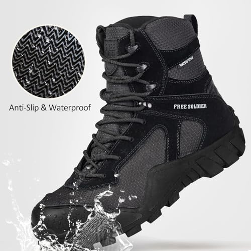 Black Tactical Military Boots for Camping and Hunting
