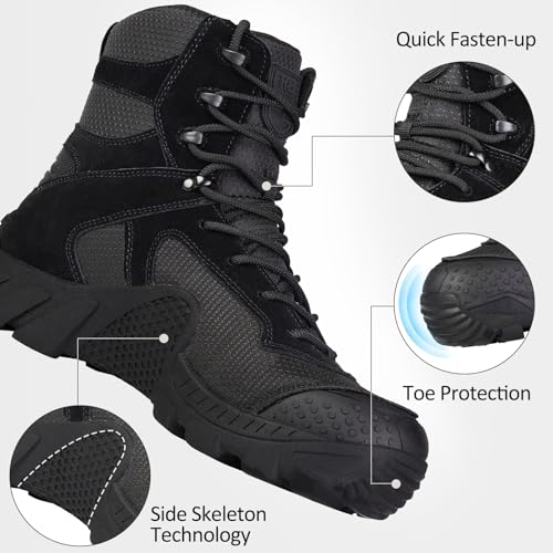 Black Tactical Military Boots for Camping and Hunting