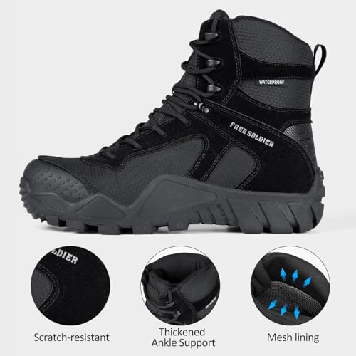 Black Tactical Military Boots for Camping and Hunting