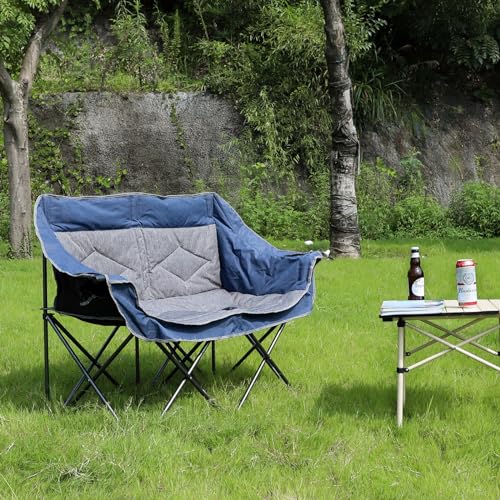 Portable Double Loveseat Camping Chair with Cup Holder