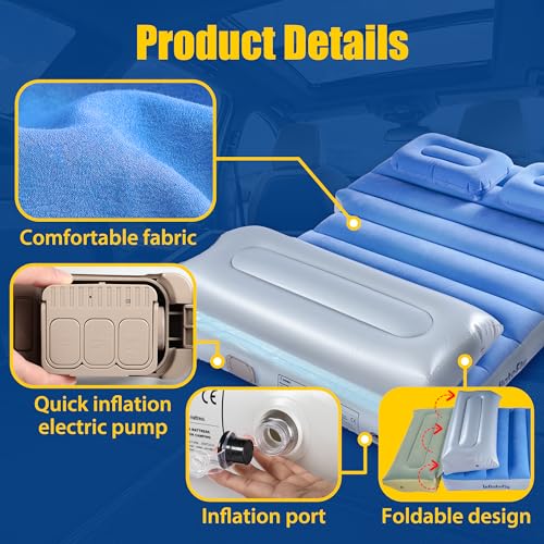 INFLATEFLY Inflatable Car Mattress: Built-in Pump, Sleep Pad