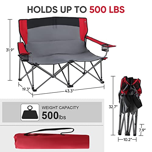 PORTAL 2-Person Loveseat Oversized Camping Chair, Cup Holder