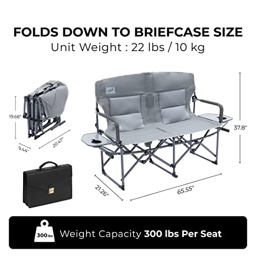Oversized Double Folding Loveseat Director's Chair with Table