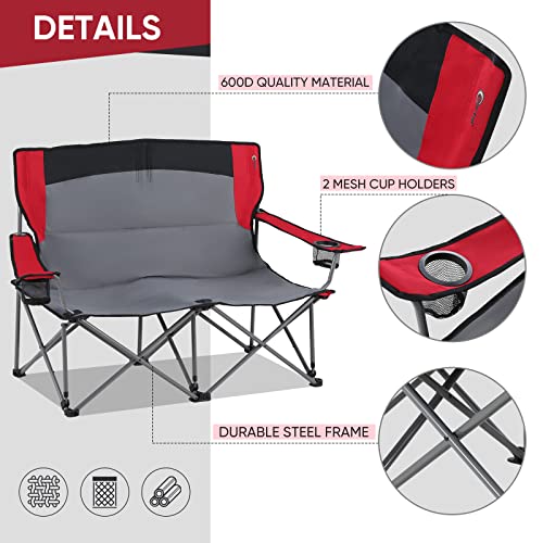 PORTAL 2-Person Loveseat Oversized Camping Chair, Cup Holder
