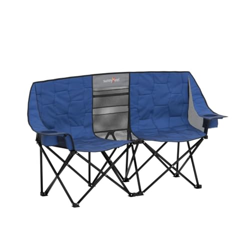 SUNNYFEEL Folding Double Camping Loveseat Chair with Storage