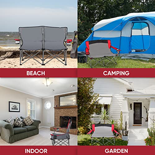 PORTAL 2-Person Loveseat Oversized Camping Chair, Cup Holder