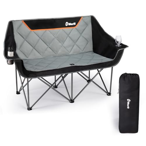 EMERIT Double Camping Loveseat with Padded Seats & Armrests