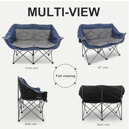 Portable Double Loveseat Camping Chair with Cup Holder