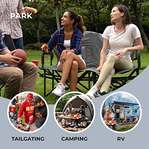 Oversized Double Folding Loveseat Director's Chair with Table