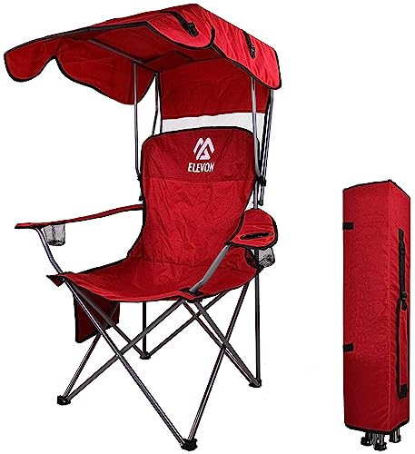 Burgundy Folding Camp Chair with Recliner and Carrying Bag
