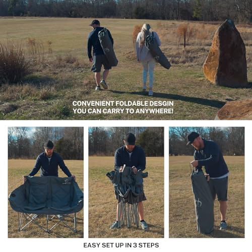 HITORHIKE Double Camping Chair - Heavy Duty, Oversized, Green