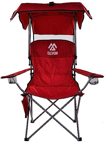 Burgundy Folding Camp Chair with Recliner and Carrying Bag