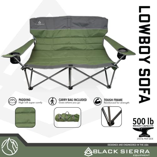Black Sierra Camping Loveseat for Outdoor Events and Tailgating