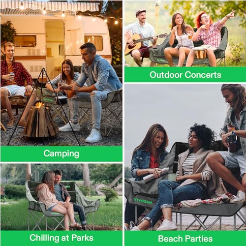 VIVOSUN Padded Double Camping Loveseat, Duo Chair with Holders & Carry Bag