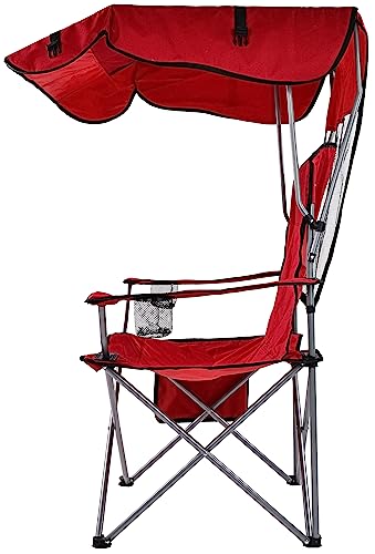 Burgundy Folding Camp Chair with Recliner and Carrying Bag