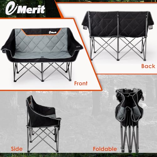 EMERIT Double Camping Loveseat with Padded Seats & Armrests
