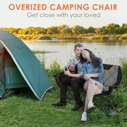 EMERIT Double Camping Loveseat with Padded Seats & Armrests