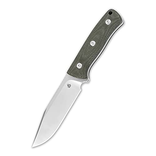 QSP Bison Fixed Blade Knife, D2 Blade, Green Micarta