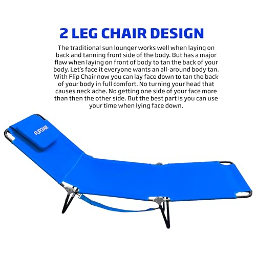 Blue Polyester Reclining Chaise Lounge Chair for Camping