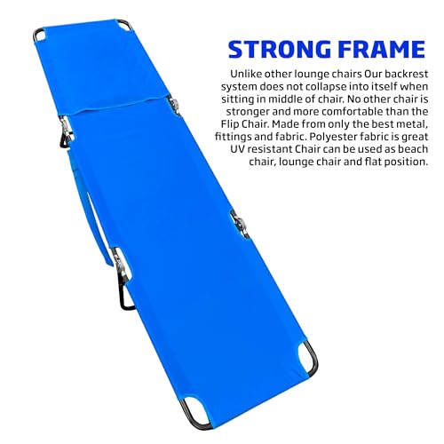 Blue Polyester Reclining Chaise Lounge Chair for Camping