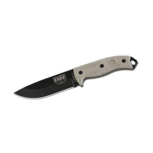 ESEE-5 Camping Knife, Plain Edge, Black Blade