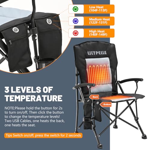 Oversized Heated Camping Chair with 3 Heat Levels