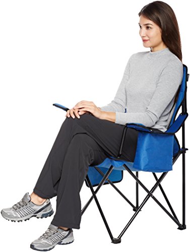 Folding Mesh-Back Outdoor Camping Chair - Large Blue