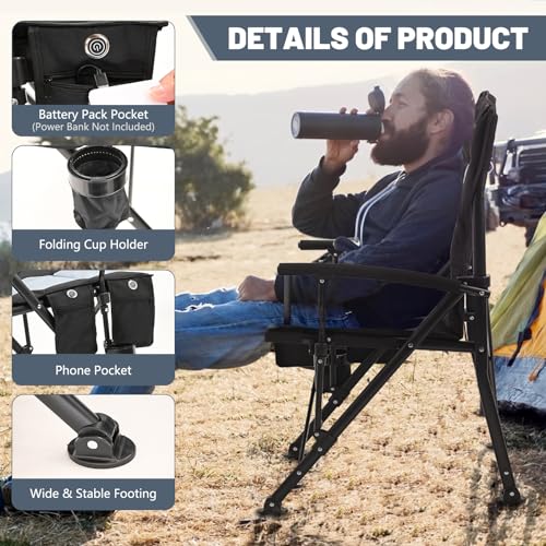 Oversized Heated Camping Chair with 3 Heat Levels