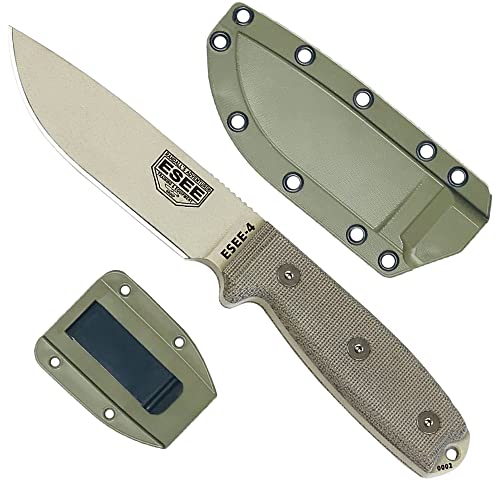 ESEE Desert Tan Fixed Blade Knife w/ Green Sheath